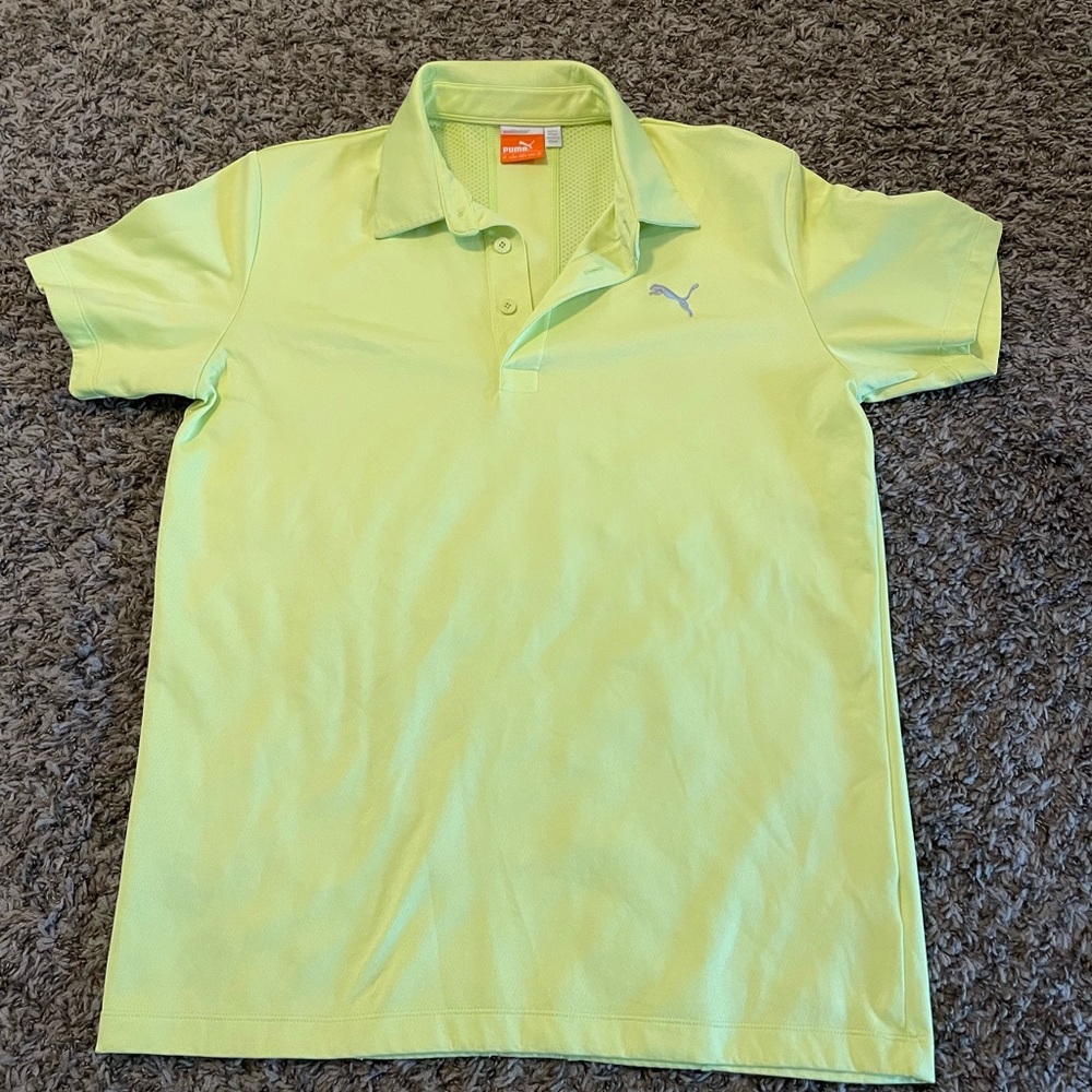 Puma Men's Neon Yellow/Green Polo Shirt